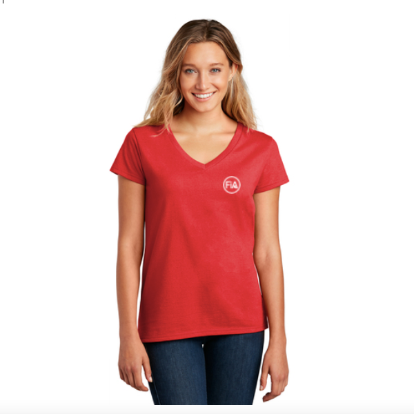 CLEARANCE ITEM - FiA District Women’s Re-Tee V-Neck (Red / Large)