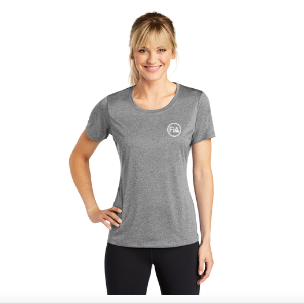 CLEARANCE ITEM - FiA Sport-Tek Ladies Heather Contender Scoop Neck Tee (Vintage Heather/Small)