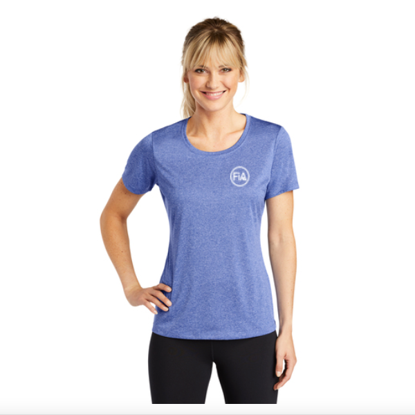 CLEARANCE ITEM - FiA Sport-Tek Ladies Heather Contender Scoop Neck Tee (True Royal Heather /Medium)