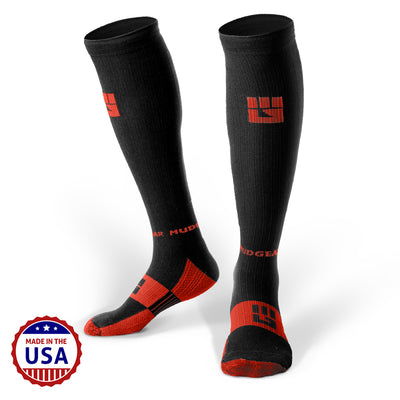 MudGear Compression Obstacle Race Socks (Black/Orange)
