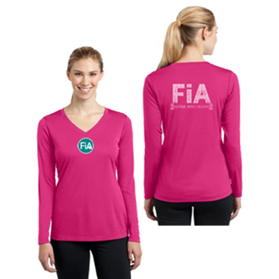 FiA Pink Ribbon Sport-Tek Ladies Long Sleeve Competitor V-Neck Tee Pre-Order