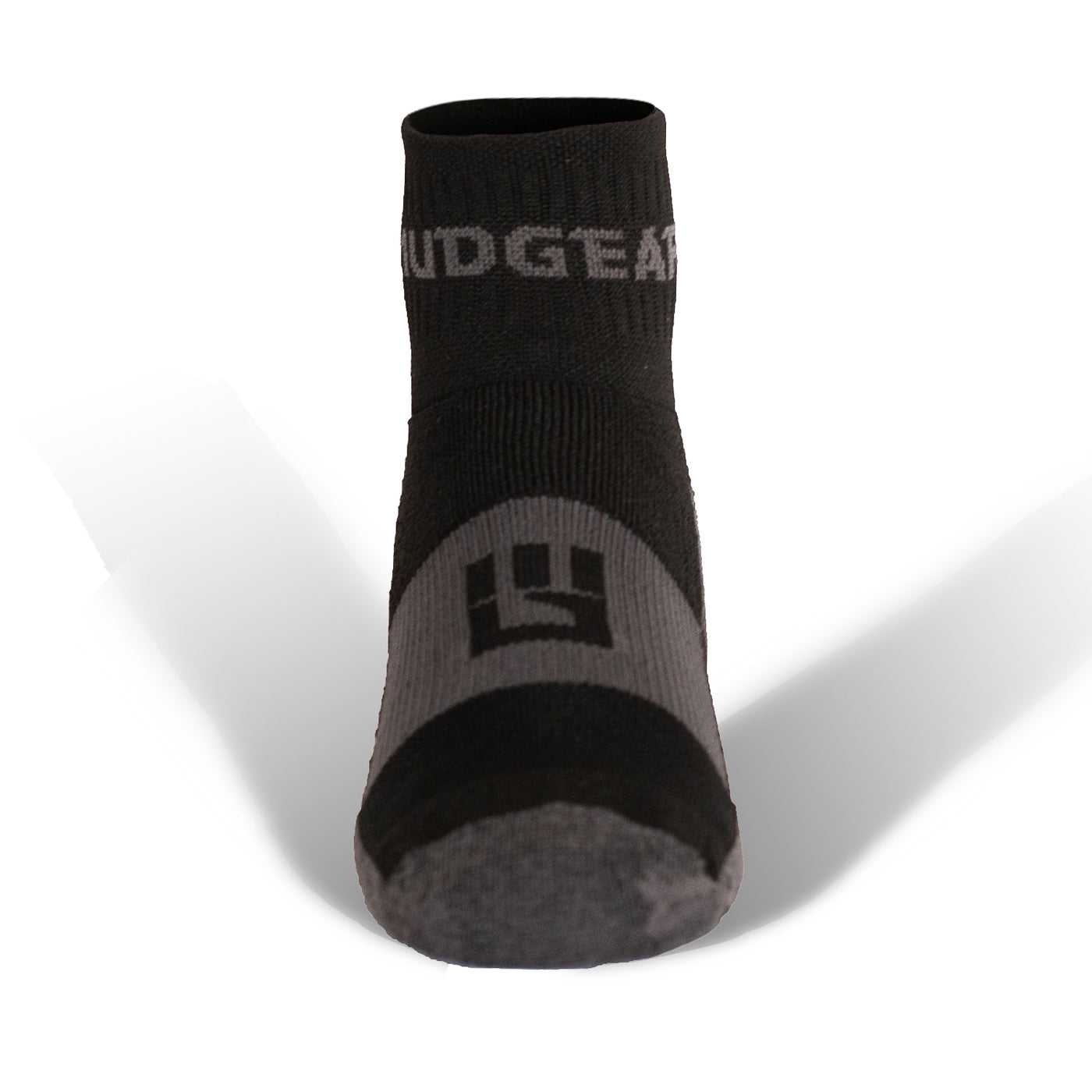 MudGear Quarter (¼) Crew Socks - Black/Gray (2 pair pack)