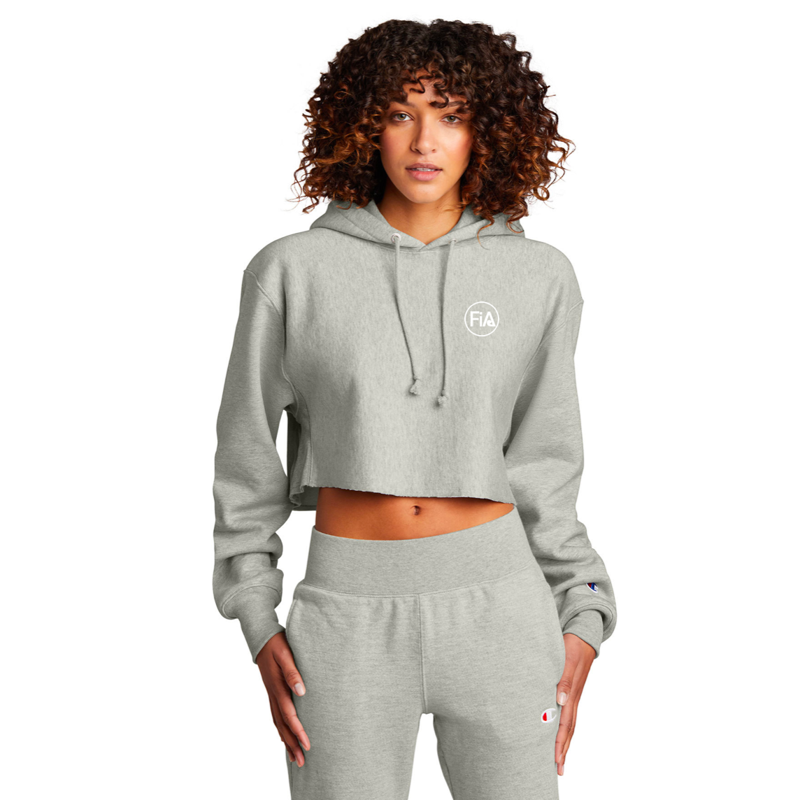 FiA Champion Women’s Reverse Weave Cropped Cut-Off Hooded Sweatshirt - Made to Order